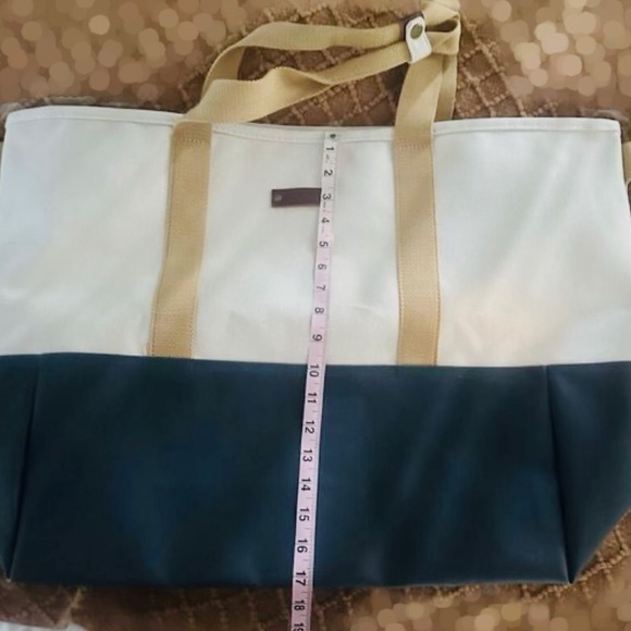 L.L. Bean Bags Ll Bean Extra Large Tote Noreaster Khaki And Navy Blue Canvas Bag Poshmark